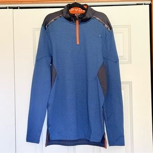 NWOT Spyder Men's Blue Lightweight Half-Zip Jacket with Orange Trim